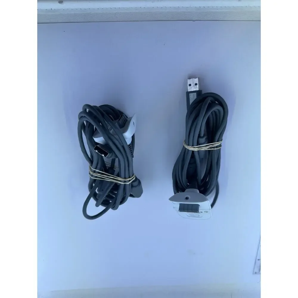 2 Microsoft Xbox 360 Game Controller USB Charging Cable Charger Cord OEM White